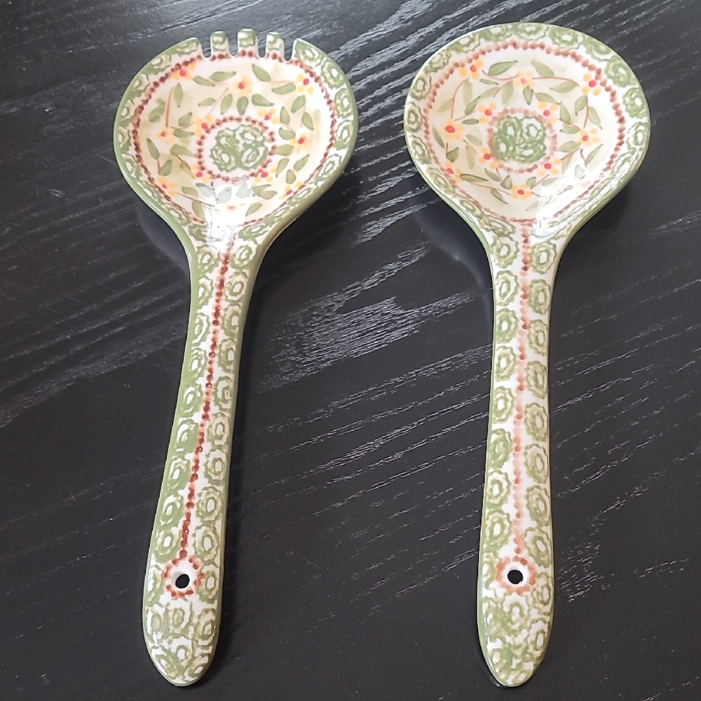 Temptations Old World Green  Ceramic Spoon Rest Set